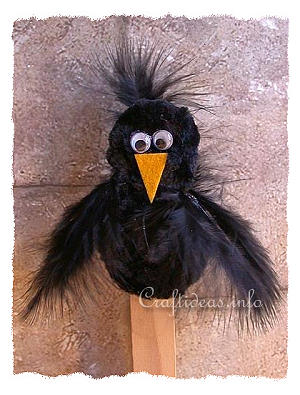 Chenille Crow Plant Stick or Bookmarker 