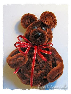Chenille Teddy Bear Plant Stick or Bookmarker 