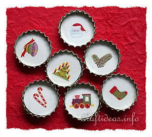 Christmas Bottle Cap Decorations or Magnets