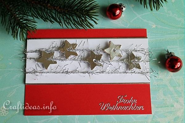 Christmas Card - Red with Silver Stars Greeting Card for the Holidays
