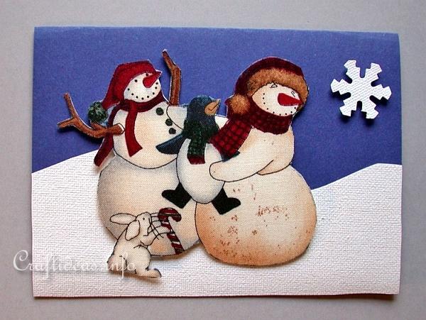 Christmas Card - Snowmen and Friends Greeting Card for the Holidays