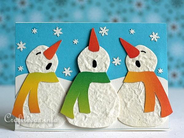 Christmas Card with Snowman Trio - Happy Holidays