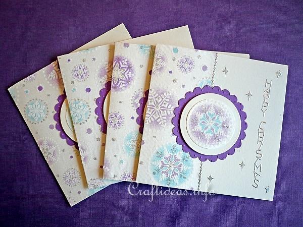 Christmas Cards with Printed Organza Motifs - Purple