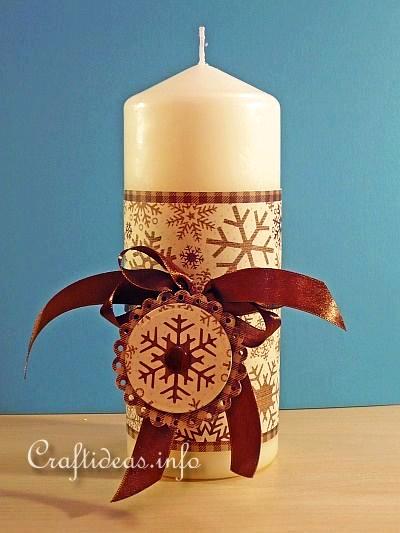 Christmas Craft - Candle Decorated with Christmas Papers 1