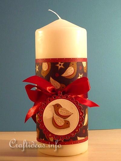 Christmas Craft - Candle Decorated with Christmas Papers 2