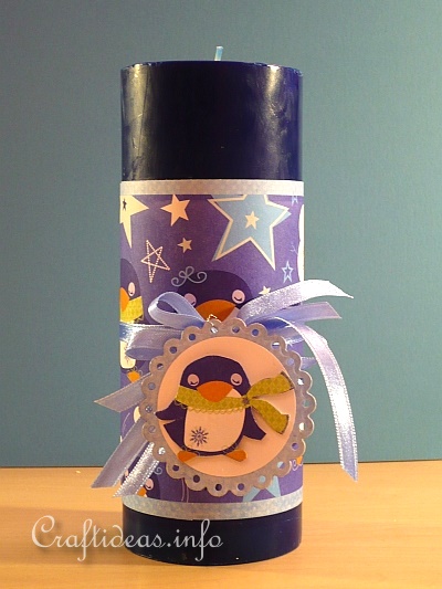 Christmas Craft - Candle Decorated with Christmas Papers 4