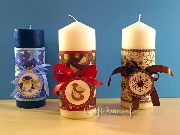 Christmas Craft - Candles Decorated with Christmas Papers 1