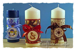 Christmas Craft - Candles Decorated with Christmas Papers