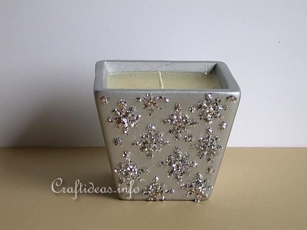 Christmas Craft - Silver Colored Glittery Candle Holder