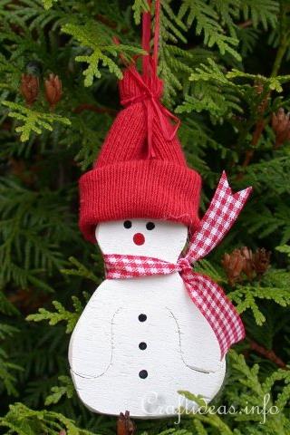 Christmas Craft - Wooden Snowman Tree Ornament