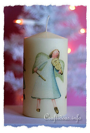 Christmas Craft for Kids - Decoupage Candle with Cherubs