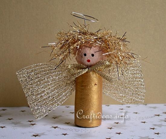 Christmas Craft for Kids - Golden Cork Angel