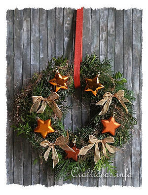 Christmas Door Wreath with Copper Colored Decoration