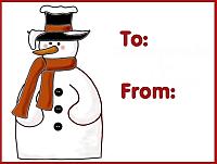 Christmas Gift Tag - Snowman in Red 