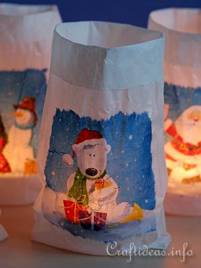 Christmas Idea - White Paper Bag Lunimaries 3