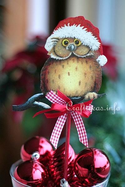 Christmas Owl Plant Poke or Plant Stick
