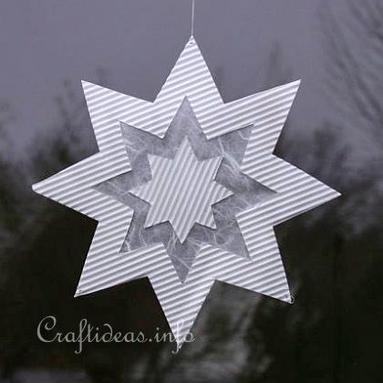 Christmas Paper Craft - White Paper Star Window Decoration