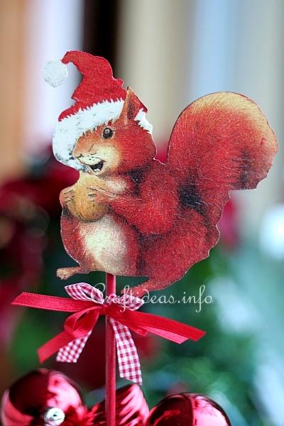 Christmas Squirrel Plant Poke or Plant Stick