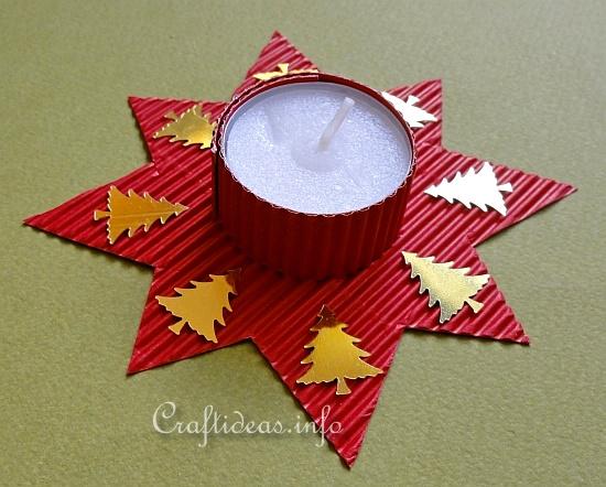 Christmas Star Tea Light Holder Red
