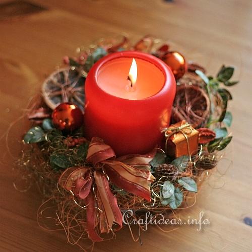 Christmas Table Wreath with Copper Colored Decoration