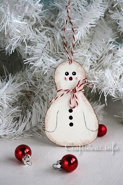 Christmas Wood Craft - Wooden Snowman Christmas Tree Ornament