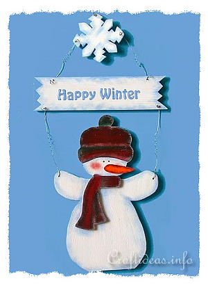 Christmas Wood Craft - Wooden Snowman Door Decoration for Winter