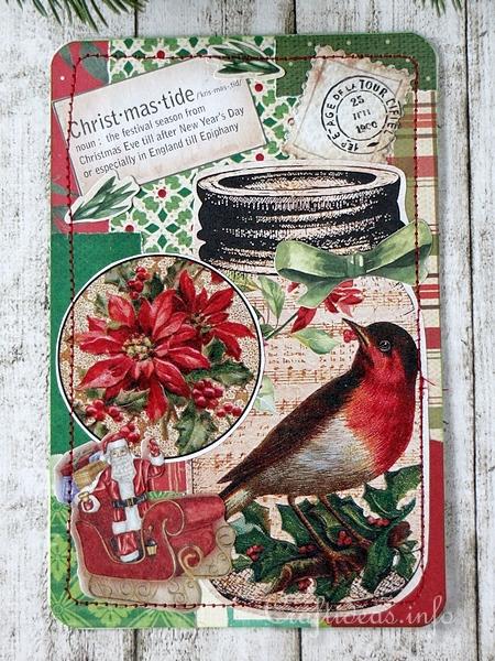 Collage Christmas Card - Jar and Robin