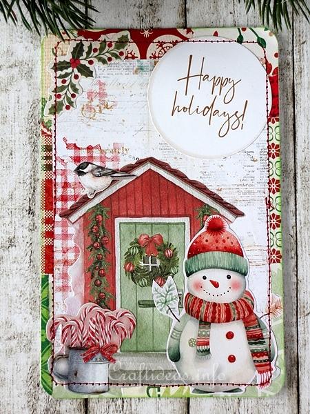 Collage Christmas Card - Snowman and House