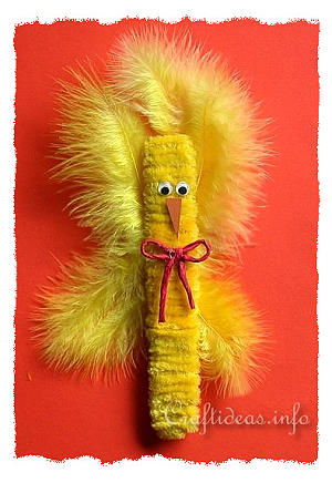 Craft Idea for Kids - Spring and Easter Craft - Fuzzy Craft Stick Chick 