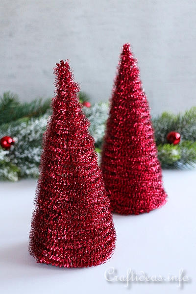 Craft for Christmas - Fringed Cone Christmas Trees Decoration