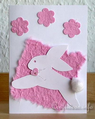 Easter Card - White Hopping Easter Bunny