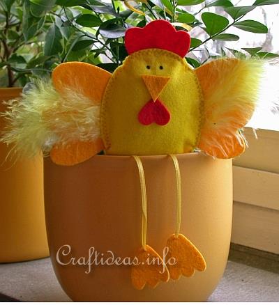 Easter Craft - Felt Craft - Felt Hen Flower Pot Sitter