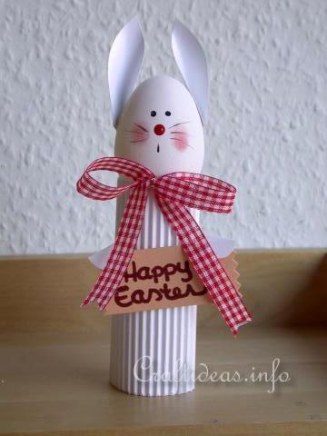 Easter Crafts - White Cardboard Tube Easter Bunny