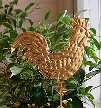 Embossed Metal Craft Idea for Spring - Embossed Metal Rooster Plant Stick