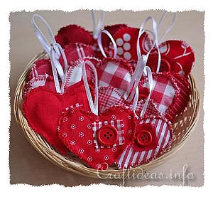 Fabric Hearts Ornaments