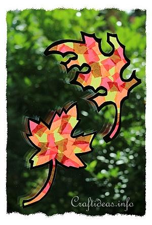 Fall Craft for Kids - Paper Autumn Leaves Window Decorations