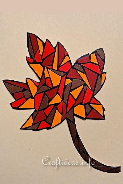 Fall Craft for Kids - Paper Mosaic Maple Leaf