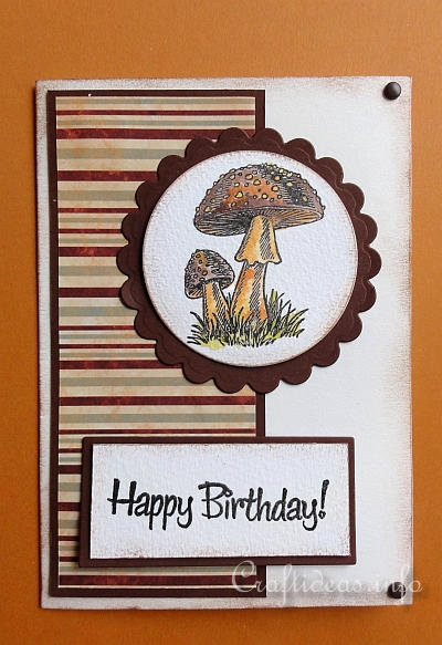 Fall Greeting or Birthday Card - Card with Mushroom Motif