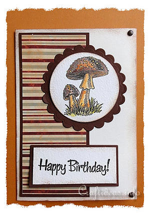 Fall Greeting or Birthday Card - Card with Mushroom Motif 