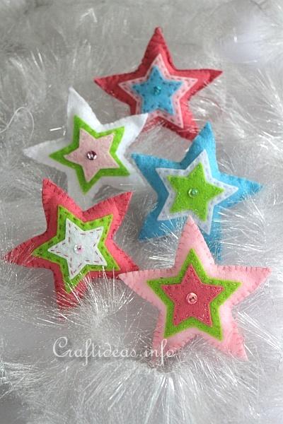 Felt Stars Christmas Ornaments