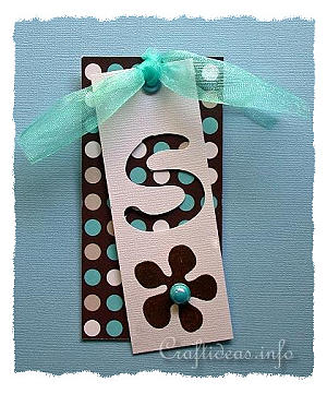 Gift Tag in Retro Style - Blue and Brown 