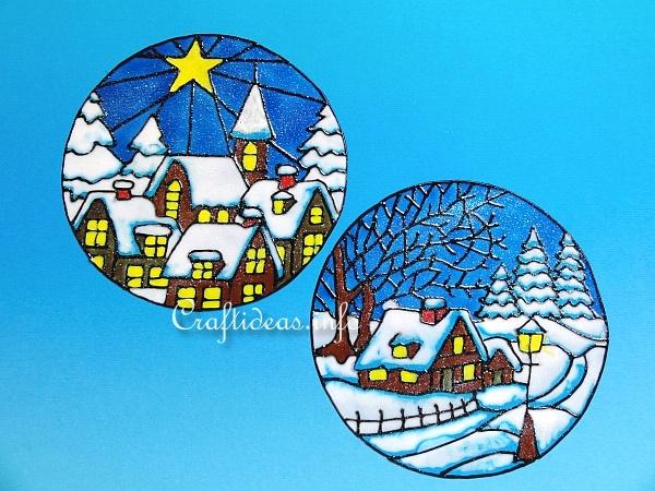 Glass Painting - Snowy Winter Window Decoration 1