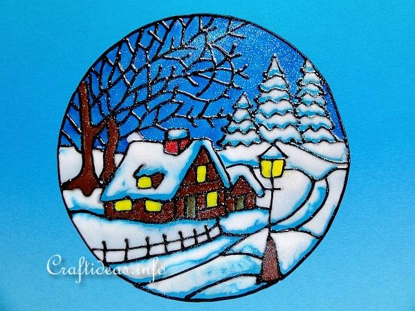 Glass Painting - Snowy Winter Window Decoration 3