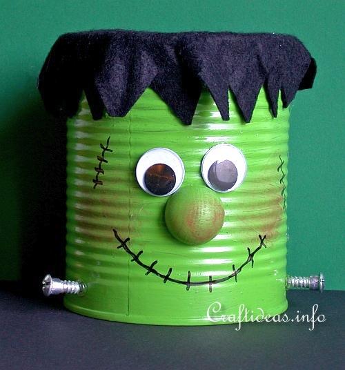 Halloween Craft - Recycling Craft - Frankie the Friendly Frankenstein Can