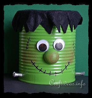 Halloween Craft - Recycling Craft - Frankie the Friendly Frankenstein Can 