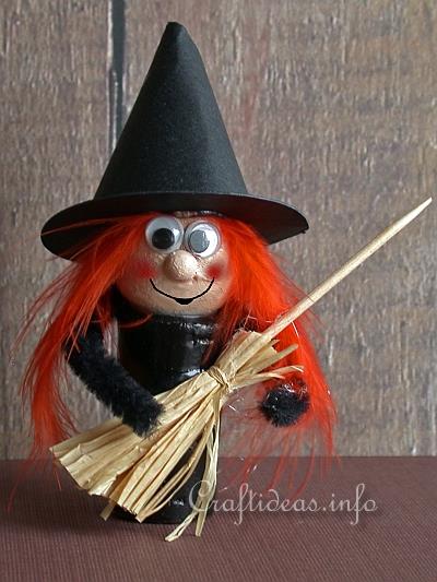 Halloween Craft - Wine Cork Witch