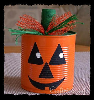 Halloween Craft for Kids - Recycling Craft - Jack o' Lantern Pumpkin Can Craft 