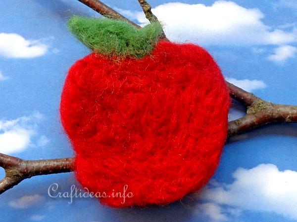 Needle Felted Apple Brooch or Lapel Pin