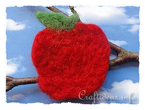 Needle Felted Apple Brooch or Lapel Pin 