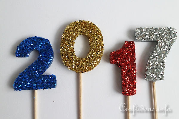 New Year's Decoration - Sparkly 2017 Toppers